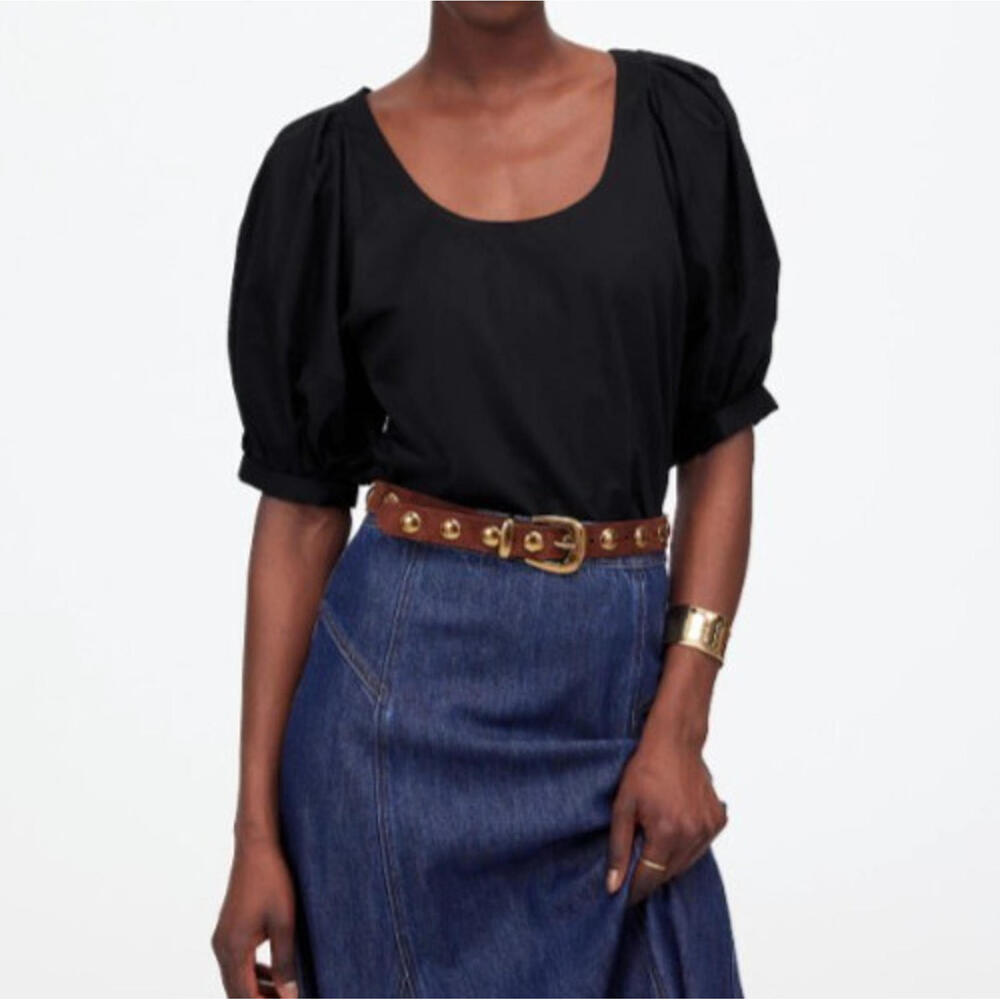 MADEWELL Relaxed Scoop neck Puff-Sleeve Top Size Medium